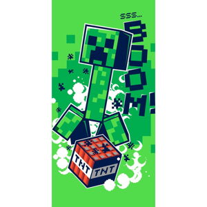 Zelená bavlněná dětská osuška 70x140 cm Minecraft Boom – Jerry Fabrics
