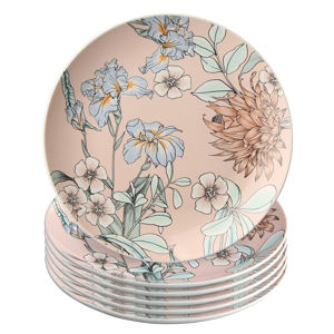 Altom Sada dezertních talířů Pink Flowers 20 cm, 6 ks