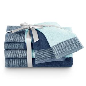 AmeliaHome Sada ručníků a osušek Aria světle modrá/tmavě modrá, 2 ks 30 x 50 cm, 2 ks 50 x 90 cm, 2 ks 70 x 140 cm