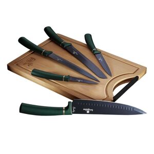 Berlinger Haus Sada nožů s nepřilnavým povrchem + prkénko 6 ks Emerald Collection