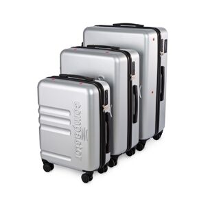 Sada 3ks cestovních kufrů na kolečkách Compactor Luna,S+L+XL, včetně pumpy,váhy,zámek TSA,stříbrné