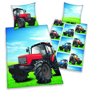 Herding Dětské bavlněné povlečení Traktor, 140 x 200 cm, 70 x 90 cm