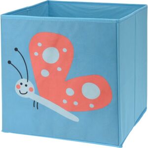 Dětský textilní úložný box Motýl, modrá, 30 x 30 x 30 cm