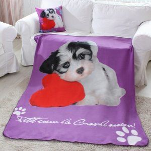 Domarex Deka Puppy Love Dog fialová, 130 x 160 cm