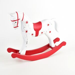 Dřevěná dekorace Houpací kůň, 26,5 x 6,5 x 23 cm, červená