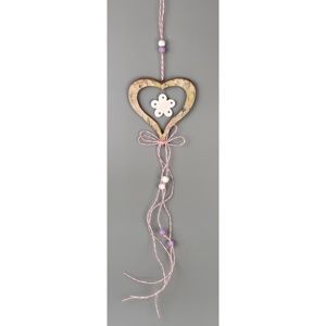 Dřevěná závěsná dekorace Srdce hnědá, 50 cm