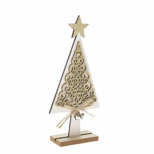 Dřevěný vánoční stromek Ornamente bílá, 11 x 23 x 4 cm
