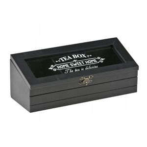 EH Dřevěný box na čajové sáčky Vintage, černá