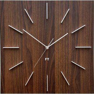 Future Time FT1010WE Square dark natural brown Designové nástěnné hodiny, 40 cm
