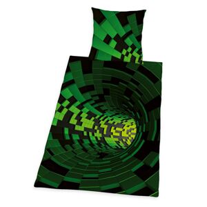 Herding Bavlněné povlečení 3D effect zelená, 140 x 200 cm, 70 x 90 cm