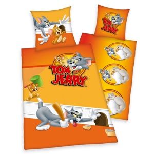 Herding Dětské bavlněné povlečení Tom a Jerry, 135 x 200 cm, 80 x 80 cm