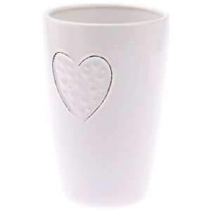 Keramická váza Little hearts bílá, 18 cm