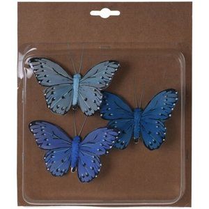 Koopman Sada motýlů na klipu 3 ks, modrá