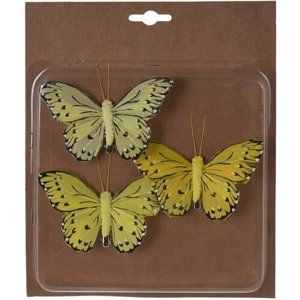 Koopman Sada motýlů na klipu 3 ks, žlutá