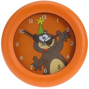 Nástěnné hodiny Teddy bear oranžová, 26 cm