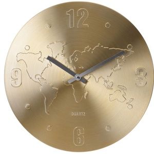 Nástěnné hodiny World zlatá, 35 cm