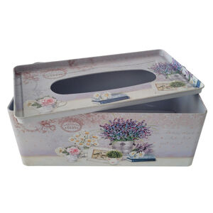 Plechový box na kapesníky Květinky, 24 x 9,5 x 13 cm
