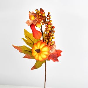 Podzimní dekorace větvička s dýní, 30 cm