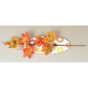 Podzimní větvička s bobulemi a pěti listy, 40 cm