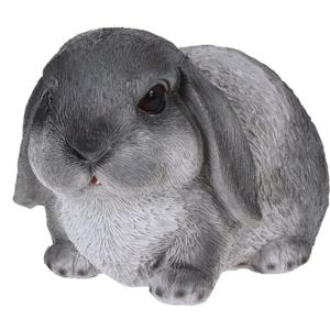 Polyresinová dekorace ležící králík Bunn šedá, 15 cm