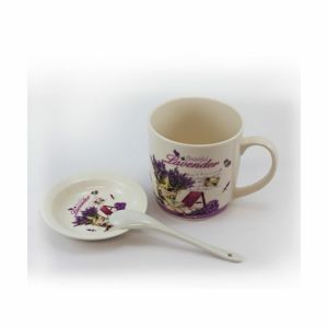Porcelánový hrnek s talířkem a lžičkou Beautiful Lavender
