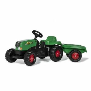 RollyToys Šlapací traktor Rolly Kid s vlečkou, zeleno-červená