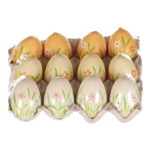 Sada umělých malovaných vajíček hnědo-bílá, 12 ks