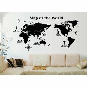 Samolepicí dekorace Mapa světa dominanty, 120 x 60 cm