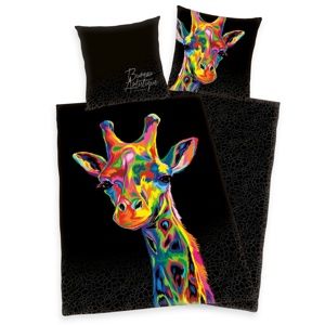 Saténové povlečení Bureau Artistique - Colored Giraffe, 140 x 200 cm, 70 x 90 cm