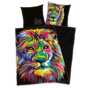 Herding Saténové povlečení Bureau Artistique - Colored Lion, 140 x 200 cm, 70 x 90 cm