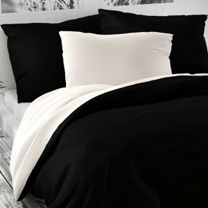 Saténové povlečení Luxury Collection černá / bílá, 220 x 200 cm, 2 ks 70 x 90 cm
