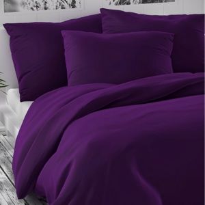 Saténové povlečení Luxury Collection tmavě fialová, 220 x 220 cm, 2 ks 70 x 90 cm