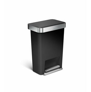 Pedálový odpadkový koš Simplehuman – 45 l, černá, FPP, kapsa na sáčky