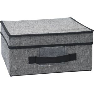 Textilní úložný box s víkem, tmavě šedá