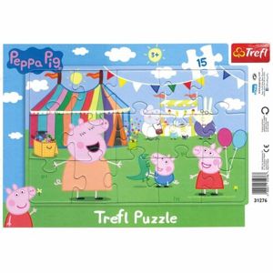 Trefl Puzzle Prasátko Peppa V zábavním parku, 15 dílků