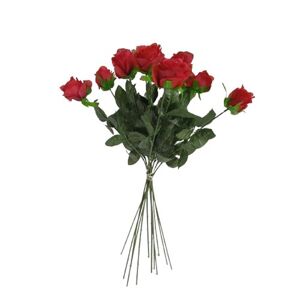 Umělá kytice Růží červená, 67 cm, 12ks