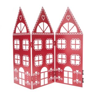 Vánoční kovová dekorace Three houses červená, 68 x 39 x 2,5 cm