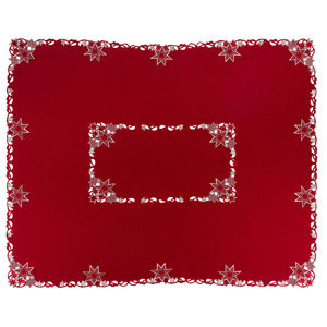 Vánoční vyšívaný ubrus Hvězdy červená, 120 x 140 cm