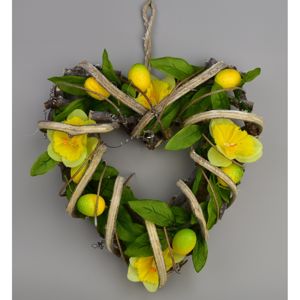 Velikonoční ratanové srdce Narcis, 22 x 23 cm