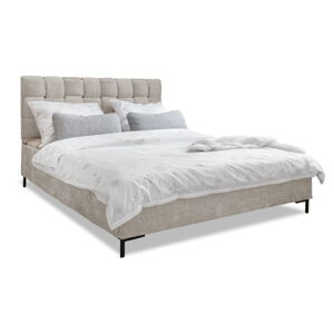 Béžová čalouněná dvoulůžková postel s roštem 140x200 cm Eve – Miuform