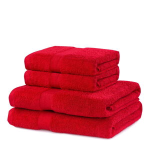 Červené froté bavlněné ručníky a osušky v sadě 4 ks Marina – DecoKing